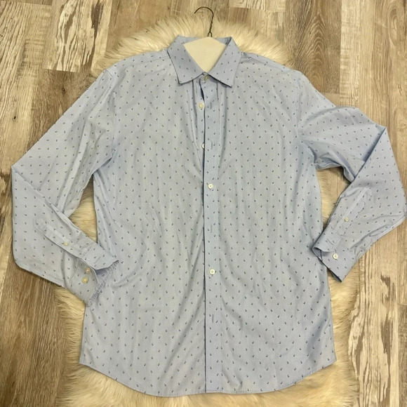 Banana republic Non-iron standard fit light blue flower button down shirt med - Picture 3 of 8